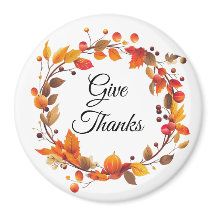 Fall Autumn Harvest Leaves Give Thanks magnet
