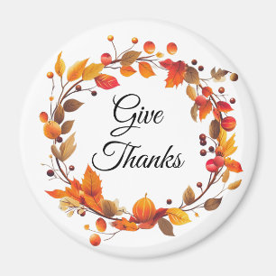 Fall Autumn Harvest Leaves Give Thanks magnet