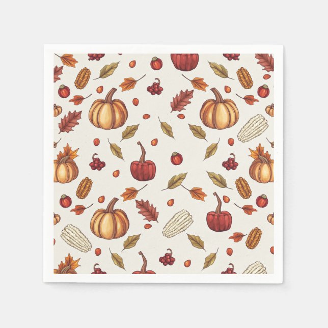 Fall Autumn Harvest Thanksgiving Napkins (Front)
