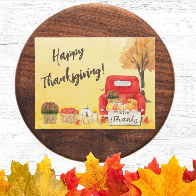 Fall Autumn Harvest Truck Happy Thanksgiving Postcard (Celebrate the spirit of Thanksgiving and show your gratitude to family and friends with  this card. )