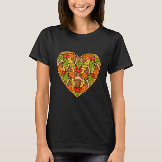Fall Autumn Holiday Thanksgiving Autumn Leaves and T-Shirt (Front)