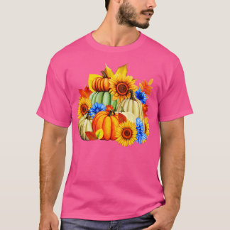 Fall Autumn Holiday Thanksgiving Pumpkin Sunflower T-Shirt