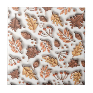 Fall Autumn Inflated Leaves Acorn 3D Graphic Tile