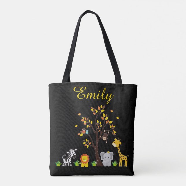 Fall Autumn Jungle Safari Nursery Animal Baby Tote Bag (Back)
