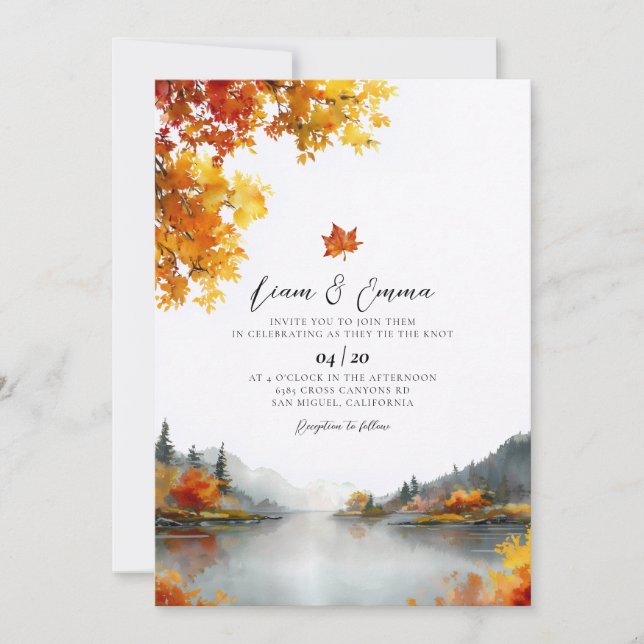 Fall Autumn Landscape Wedding Invitation (Front)