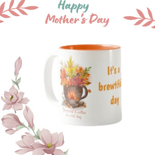 Fall Autumn Leaf Wreath Frame, Trendy Two-Tone Coffee Mug