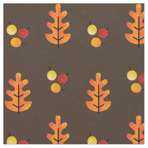 Fall Autumn Leaves & Berries Pattern Fabric