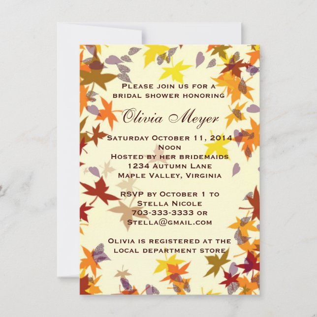 Fall Autumn Leaves Bridal Shower Invitation (Front)