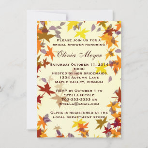 Fall Autumn Leaves Bridal Shower Invitation