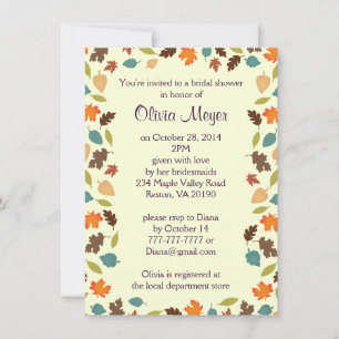 Fall Autumn Leaves Bridal Shower Invitation