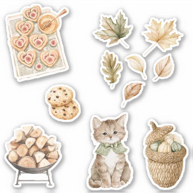 Fall Autumn Leaves Cat Chocolate Chip Cookies (Front)