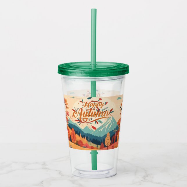Fall/Autumn/leaves/colourful Acrylic Tumbler (Front)