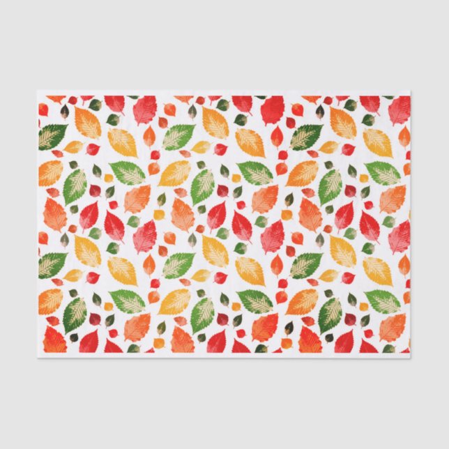 Fall Autumn Leaves Colourful Rustic Tissue Paper (Front)