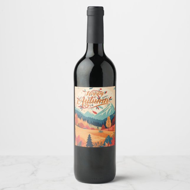 Fall/Autumn/leaves/colourful Wine Label (Front)