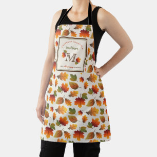 Fall/Autumn Leaves Family Monogram Thanksgiving Apron