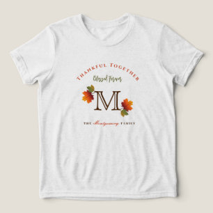 Fall/Autumn Leaves Family Monogram Thanksgiving Tri-Blend Shirt