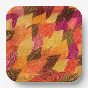 Fall Autumn Leaves Foliage Color Leaf Drawing Paper Plate