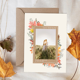 Fall Autumn Leaves Foliage Wedding Photo Save The Date