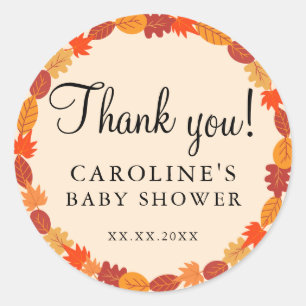 Fall Autumn Leaves Halloween Baby Shower Thank You Classic Round Sticker
