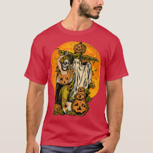 Fall Autumn Leaves Halloween Ghost Pumpkin Scarecr T-Shirt