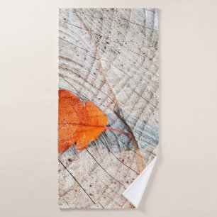Fall autumn leaves oak leaf wood bath towel