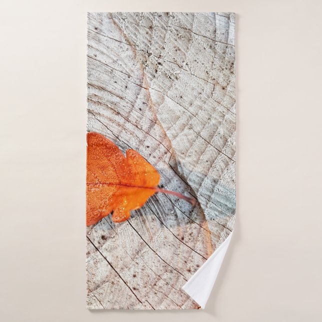 Fall autumn leaves oak leaf wood bath towel (Bath Towel)