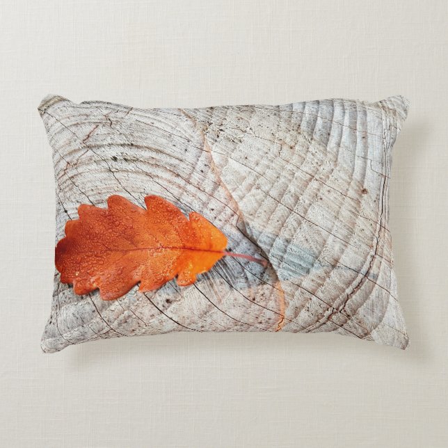 Fall autumn leaves oak leaf wood decorative cushion (Front)