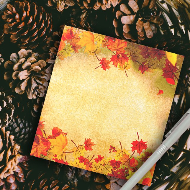Fall Autumn Leaves on Old Paper Background  Notepad (Creator Uploaded)
