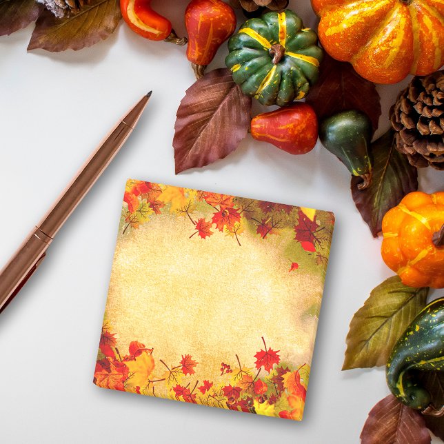 Fall Autumn Leaves on Old Paper Background Post-it Notes (Creator Uploaded)