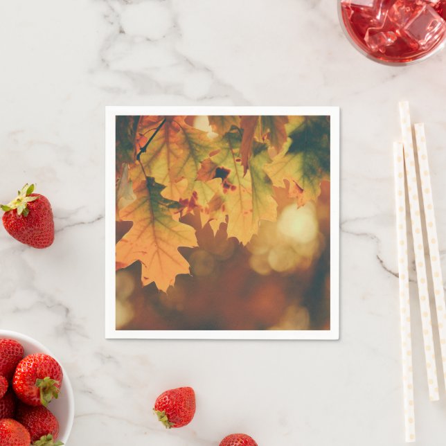 Fall Autumn Leaves Party Beverage Napkins (Insitu)