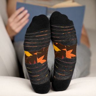 Fall Autumn Leaves Pattern Design Art Socks