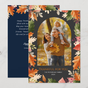 Fall autumn leaves photo thanksgiving  holiday card