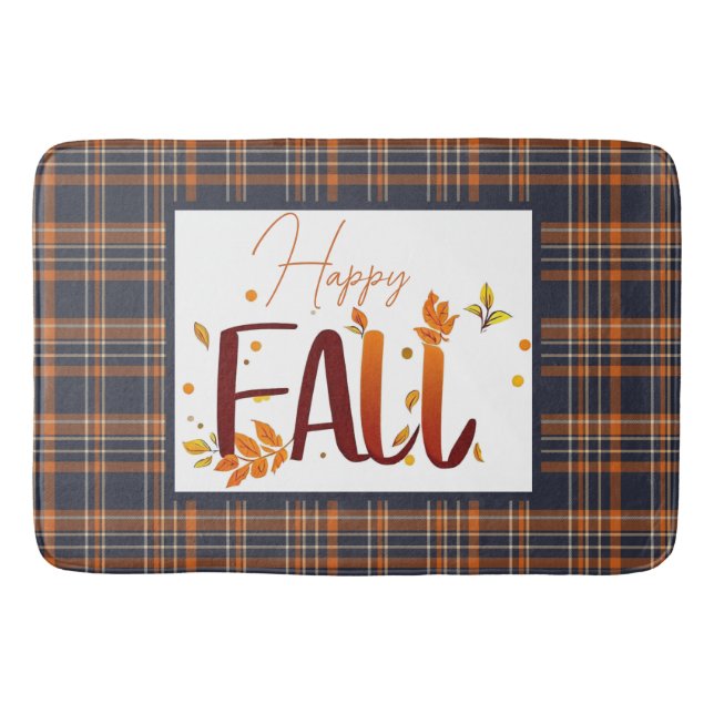 Fall/Autumn/Leaves/Plaid Bath Mat (Front)