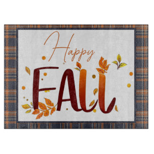 Fall/Autumn/Leaves/Plaid Cutting Board