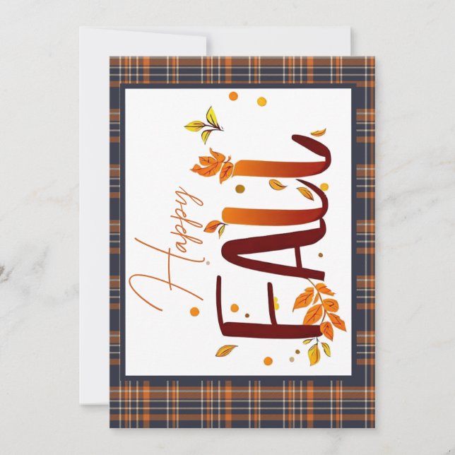 Fall/autumn/leaves/plaid Holiday Card (Front)