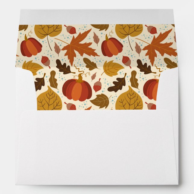 Fall Autumn Leaves Pumpkin Return Address Envelope (Back (Bottom))