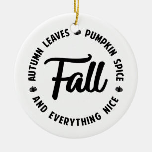Fall- Autumn Leaves - Pumpkin Spice Ceramic Tree Decoration