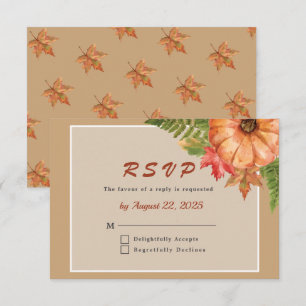 Fall Autumn Leaves Pumpkin Wedding RSVP Enclosure Card