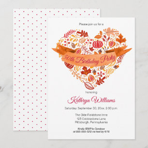 Fall   Autumn Leaves   Pumpkins Birthday Party Invitation
