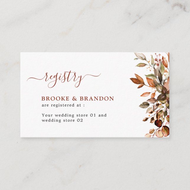 Fall Autumn Leaves Rustic Country Boho Wedding Enc Enclosure Card (Front)