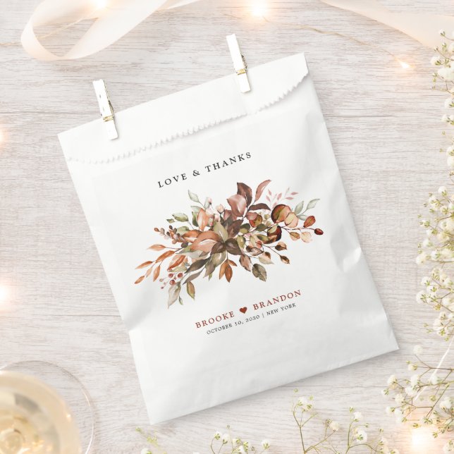 Fall Autumn Leaves Rustic Country Boho Wedding Favour Bags (Clipped)