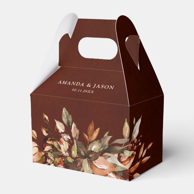 Fall Autumn Leaves Rustic Country Boho Wedding Favour Box (Front Side)