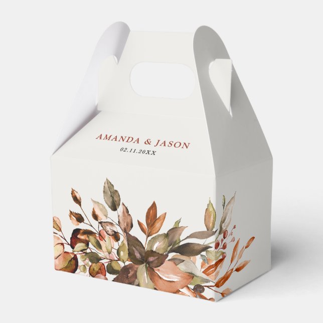 Fall Autumn Leaves Rustic Country Boho Wedding Favour Box (Front Side)