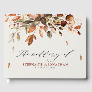 Fall Autumn Leaves Rustic Country Boho Wedding Guest Book