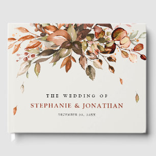 Fall Autumn Leaves Rustic Country Boho Wedding Guest Book