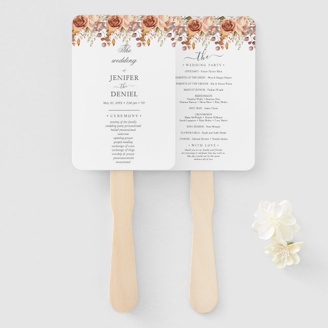Fall Autumn Leaves Rustic Country Boho Wedding Hand Fan (Front and Back)