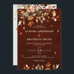 Fall Autumn Leaves Rustic Country Boho Wedding  In Invitation<br><div class="desc">Elegant rustic country fall wedding Invitation with QR code rsvp on back featuring brown,  red,  orange,  green eucalyptus leaves. Please contact me for any help in customisation or if you need any other product with this design.</div>