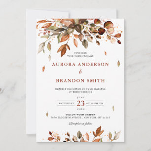 Fall Autumn Leaves Rustic Country Boho Wedding In Invitation