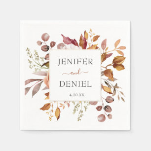 Fall Autumn Leaves Rustic Country Boho Wedding Napkin