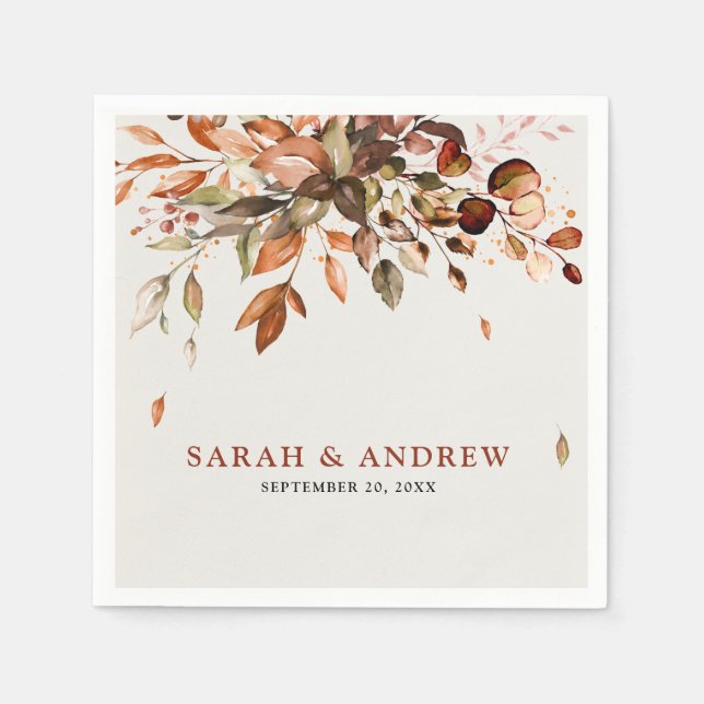 Fall Autumn Leaves Rustic Country Boho Wedding Napkin (Front)